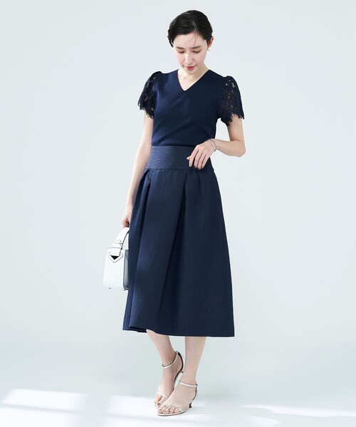 NOLLEY’S(ノーリーズ)の「◇【WEB限定】フクレジャガードヨーク切り替えタックスカート(スカート・レディース・ネイビー/オフホワイト/イエロー/サックスブルー・36/38)」の21枚目の写真
