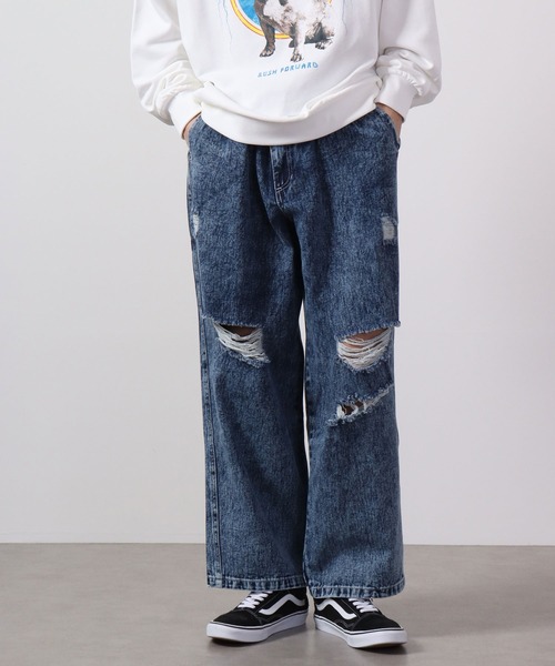 【セール】MODISH GAZE ワイドデニムパンツ（デニムパンツ）｜MODISH GAZE（モディシュガゼ）