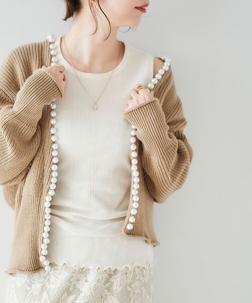 le.coeur blanc(ルクールブラン)の「ランダムテレコタンク(タンクトップ・レディース・グレイッシュベージュ/ネイビー/キャメル/アイボリー・38)」の2枚目の写真