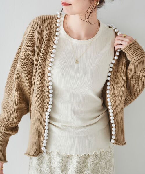 le.coeur blanc(ルクールブラン)の「ランダムテレコタンク(タンクトップ・レディース・グレイッシュベージュ/ネイビー/キャメル/アイボリー・38)」の9枚目の写真