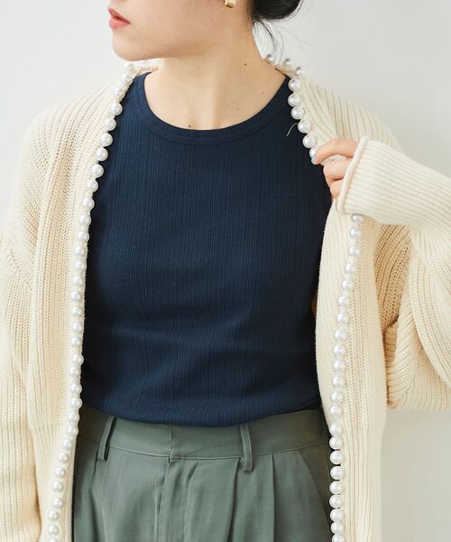 le.coeur blanc(ルクールブラン)の「ランダムテレコタンク(タンクトップ・レディース・グレイッシュベージュ/ネイビー/キャメル/アイボリー・38)」の13枚目の写真