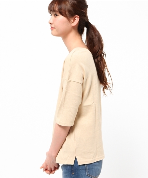 Kastane（カスタネ）の「【Kastane】脇スリット2wayプルオーバー（Tシャツ/カットソー・レディース・オフホワイト/グリーン/ネイビー/ベージュ・FREE）」の6枚目の写真