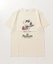 PEANUTS スヌーピー 音楽イラスト ピグメント加工 半袖Tシャツ