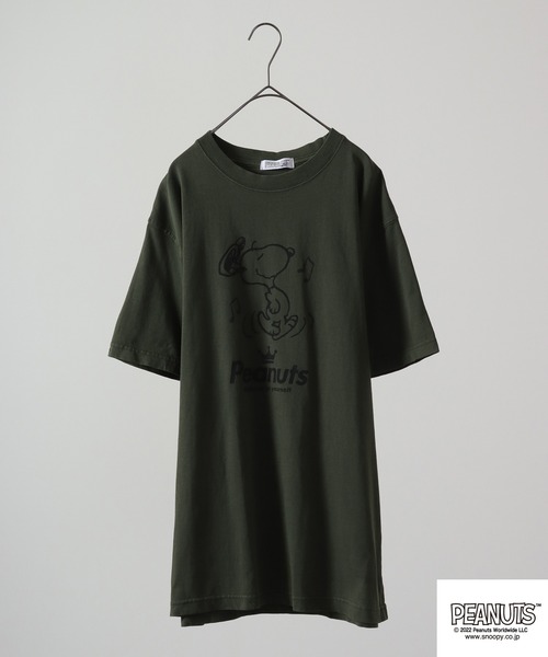 PEANUTS（ピーナッツ）の「PEANUTS スヌーピー 音楽イラスト ピグメント加工 半袖Tシャツ（Tシャツ/カットソー・レディース・カーキ系1/カーキ/ネイビー系1/カーキ系/ネイビー/ネイビー系/カーキ系2/ネイビー系2/ホワイト系/ホワイト/ホワイト系1/ホワイト系2/オレンジ/オレンジ系1/サックスブルー/オレンジ系2/サックスブルー系2/オレンジ系/サックスブルー系/サックスブルー系1/アイボリー系2/アイボリー/アイボリー系1/アイボリー系・M/3L/S/LL/4L/L）」の12枚目の写真