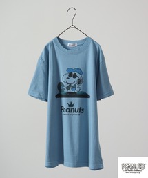 PEANUTS スヌーピー 音楽イラスト ピグメント加工 半袖Tシャツ
