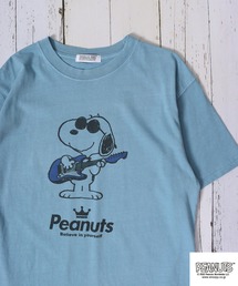 PEANUTS スヌーピー 音楽イラスト ピグメント加工 半袖Tシャツ