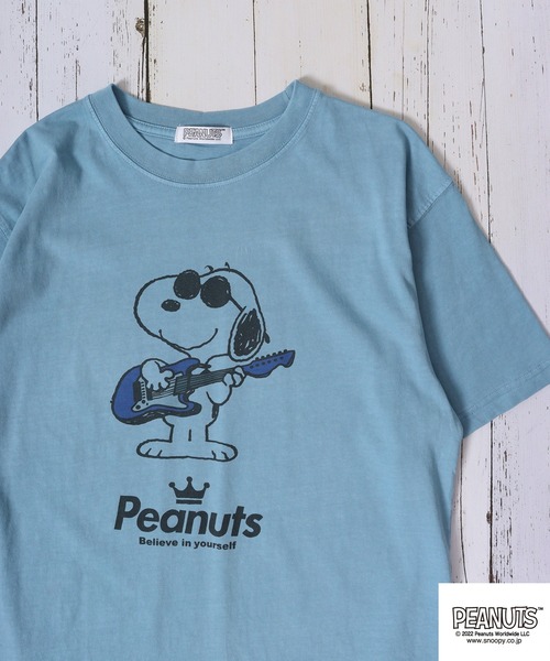 PEANUTS（ピーナッツ）の「PEANUTS スヌーピー 音楽イラスト ピグメント加工 半袖Tシャツ（Tシャツ/カットソー・レディース・カーキ系1/カーキ/ネイビー系1/カーキ系/ネイビー/ネイビー系/カーキ系2/ネイビー系2/ホワイト系/ホワイト/ホワイト系1/ホワイト系2/オレンジ/オレンジ系1/サックスブルー/オレンジ系2/サックスブルー系2/オレンジ系/サックスブルー系/サックスブルー系1/アイボリー系2/アイボリー/アイボリー系1/アイボリー系・M/3L/S/LL/4L/L）」の14枚目の写真