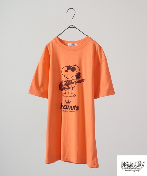PEANUTS（ピーナッツ）の「PEANUTS スヌーピー 音楽イラスト ピグメント加工 半袖Tシャツ（Tシャツ/カットソー・レディース・カーキ系1/カーキ/ネイビー系1/カーキ系/ネイビー/ネイビー系/カーキ系2/ネイビー系2/ホワイト系/ホワイト/ホワイト系1/ホワイト系2/オレンジ/オレンジ系1/サックスブルー/オレンジ系2/サックスブルー系2/オレンジ系/サックスブルー系/サックスブルー系1/アイボリー系2/アイボリー/アイボリー系1/アイボリー系・M/3L/S/LL/4L/L）」の21枚目の写真