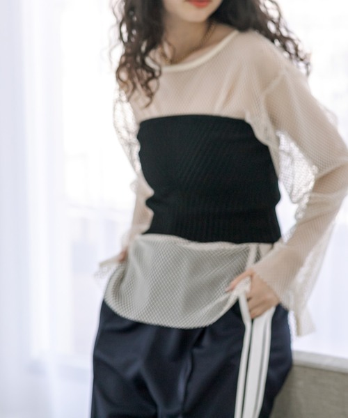 mystic(ミスティック)の「メッシュプルオーバー(Tシャツ/カットソー・レディース・ベージュ/ブルー/アイボリー・FREE)」の8枚目の写真