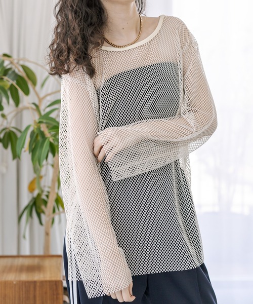 mystic(ミスティック)の「メッシュプルオーバー(Tシャツ/カットソー・レディース・ベージュ/ブルー/アイボリー・FREE)」の10枚目の写真