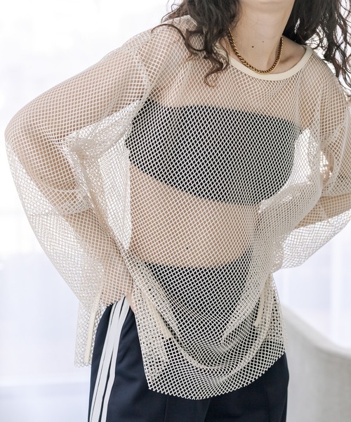 mystic(ミスティック)の「メッシュプルオーバー(Tシャツ/カットソー・レディース・ベージュ/ブルー/アイボリー・FREE)」の12枚目の写真