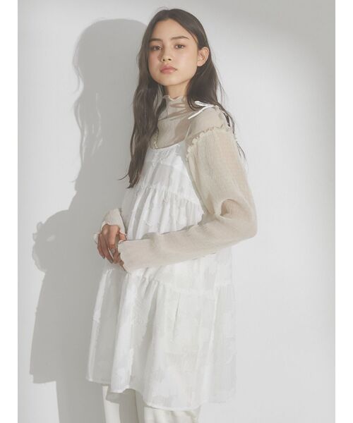 merry jenny（メリージェニー）の「fluffyシアーティアードキャミチュニック（シャツ/ブラウス・レディース・オフホワイト/ブラック・FREE）」の11枚目の写真