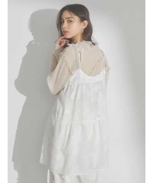 merry jenny（メリージェニー）の「fluffyシアーティアードキャミチュニック（シャツ/ブラウス・レディース・オフホワイト/ブラック・FREE）」の5枚目の写真