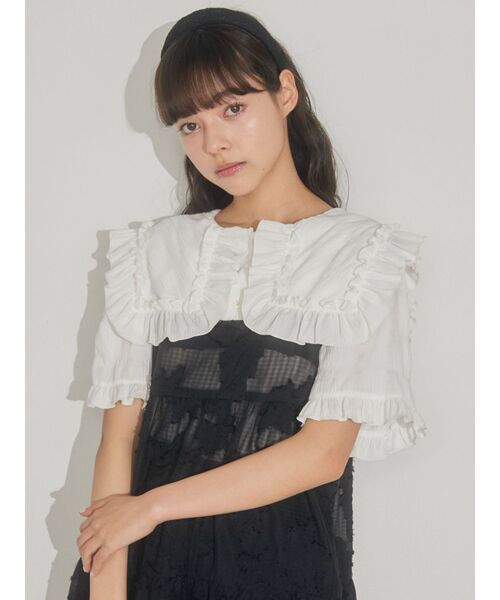 merry jenny（メリージェニー）の「fluffyシアーティアードキャミチュニック（シャツ/ブラウス・レディース・オフホワイト/ブラック・FREE）」の4枚目の写真