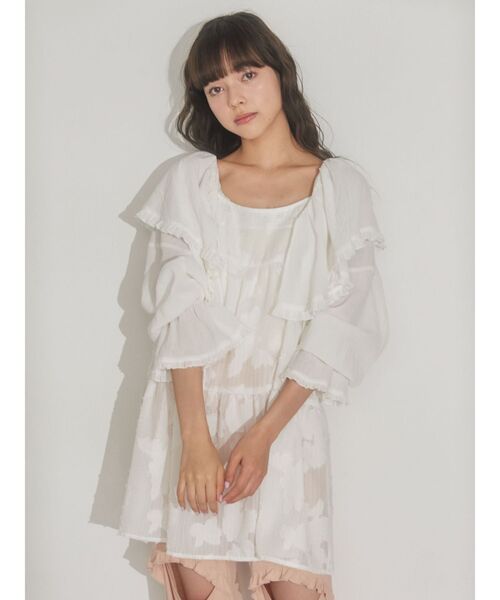 merry jenny（メリージェニー）の「fluffyシアーティアードキャミチュニック（シャツ/ブラウス・レディース・オフホワイト/ブラック・FREE）」の15枚目の写真