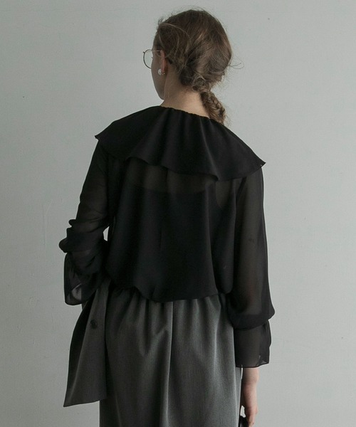 BONLECILL noir(ボンルシールノワール)の「【BONLECILL noir】シフォンラッフルリボンブラウス(シャツ/ブラウス・レディース・オフホワイト/ブラック/ネイビー・FREE)」の22枚目の写真