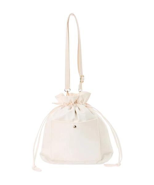 Lugnoncure(ルノンキュール)の「巾着ショルダーバッグ(ハンドバッグ・レディース・ネイビー/オフホワイト・F)」の4枚目の写真