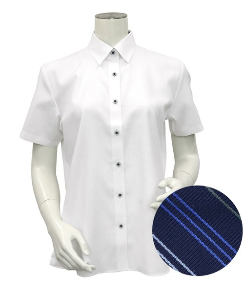 TOKYO SHIRTS（トウキョウシャツ）の「透け防止 形態安定ノーアイロン レギュラー衿 半袖ビジネスワイシャツ（ビジネスシャツ・レディース・ホワイト・XL/LL/L/M/S）」の2枚目の写真