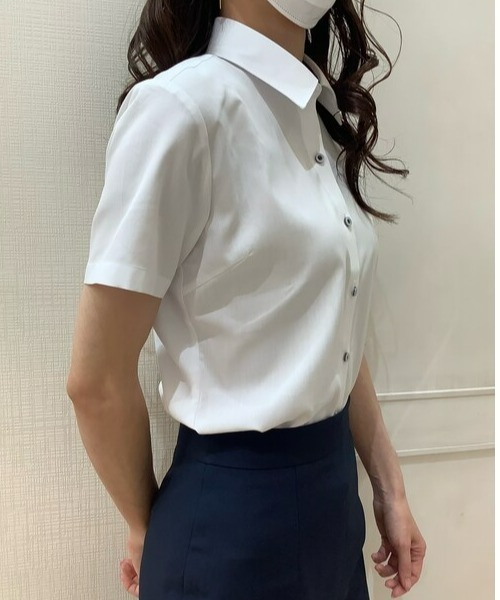 TOKYO SHIRTS（トウキョウシャツ）の「透け防止 形態安定ノーアイロン レギュラー衿 半袖ビジネスワイシャツ（ビジネスシャツ・レディース・ホワイト・XL/LL/L/M/S）」の9枚目の写真