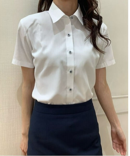 TOKYO SHIRTS（トウキョウシャツ）の「透け防止 形態安定ノーアイロン レギュラー衿 半袖ビジネスワイシャツ（ビジネスシャツ・レディース・ホワイト・XL/LL/L/M/S）」の10枚目の写真