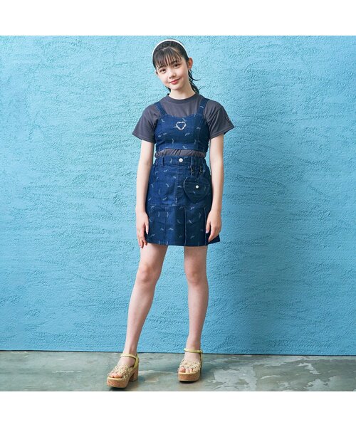algy（アルジー）の「ハートポケットプリーツスカート（スカート・キッズ・サックスブルー/ミント/ネイビー・XXX-SMALL/XX-SMALL/X-SMALL/MEDIUM/SMALL）」の4枚目の写真
