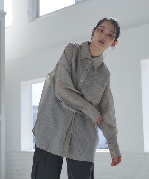 2wayシアーストライプシャツ（シャツ/ブラウス）｜feepur