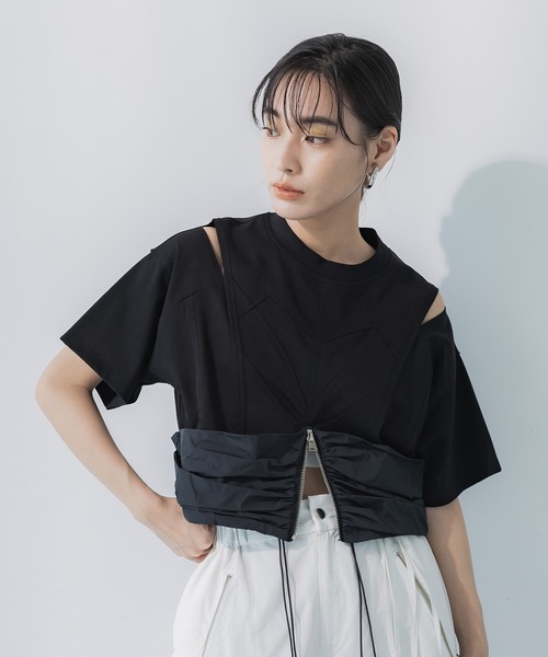 UNITED TOKYO（ユナイテッドトウキョウ）の「コルセットタフタTシャツ（Tシャツ/カットソー・レディース・ブラック/オフホワイト・FREE）」の11枚目の写真
