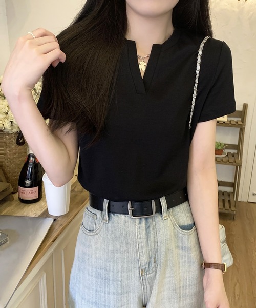Doula Doula（ドゥーラドゥーラ）の「キーネックＴシャツ（Tシャツ/カットソー・レディース・ブラック/ホワイト/モカ・M/L）」の3枚目の写真