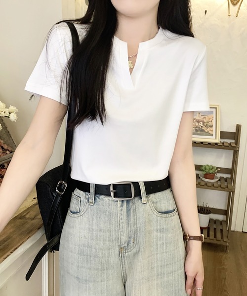Doula Doula（ドゥーラドゥーラ）の「キーネックＴシャツ（Tシャツ/カットソー・レディース・ブラック/ホワイト/モカ・M/L）」の4枚目の写真