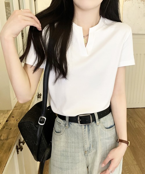 Doula Doula（ドゥーラドゥーラ）の「キーネックＴシャツ（Tシャツ/カットソー・レディース・ブラック/ホワイト/モカ・M/L）」の5枚目の写真