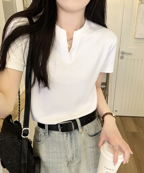 Doula Doula（ドゥーラドゥーラ）の「キーネックＴシャツ（Tシャツ/カットソー・レディース・ブラック/ホワイト/モカ・M/L）」の8枚目の写真
