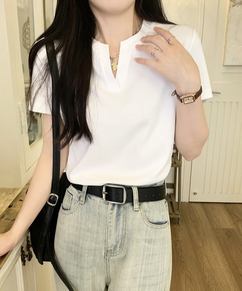 Doula Doula（ドゥーラドゥーラ）の「キーネックＴシャツ（Tシャツ/カットソー・レディース・ブラック/ホワイト/モカ・M/L）」の9枚目の写真