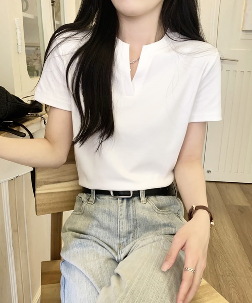 Doula Doula（ドゥーラドゥーラ）の「キーネックＴシャツ（Tシャツ/カットソー・レディース・ブラック/ホワイト/モカ・M/L）」の10枚目の写真