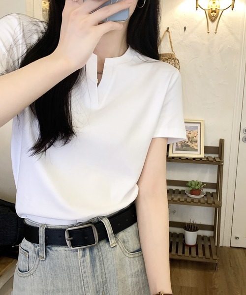 Doula Doula（ドゥーラドゥーラ）の「キーネックＴシャツ（Tシャツ/カットソー・レディース・ブラック/ホワイト/モカ・M/L）」の11枚目の写真