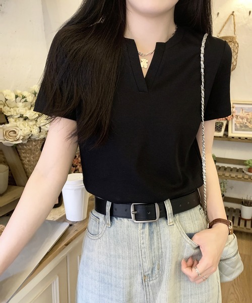 Doula Doula（ドゥーラドゥーラ）の「キーネックＴシャツ（Tシャツ/カットソー・レディース・ブラック/ホワイト/モカ・M/L）」の12枚目の写真