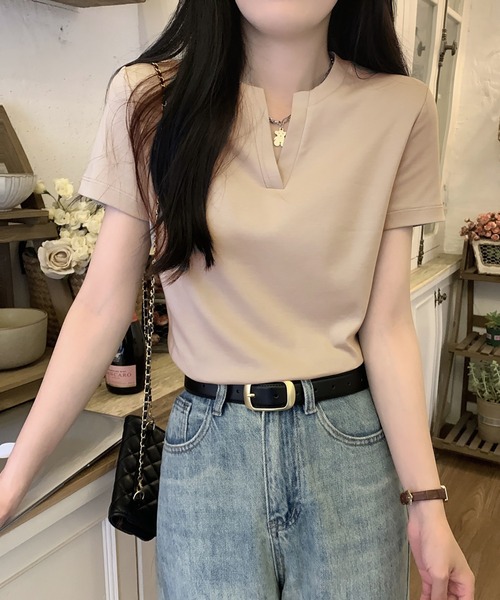 Doula Doula（ドゥーラドゥーラ）の「キーネックＴシャツ（Tシャツ/カットソー・レディース・ブラック/ホワイト/モカ・M/L）」の14枚目の写真