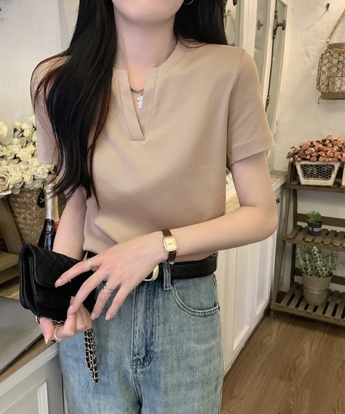 Doula Doula（ドゥーラドゥーラ）の「キーネックＴシャツ（Tシャツ/カットソー・レディース・ブラック/ホワイト/モカ・M/L）」の15枚目の写真