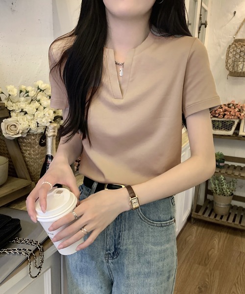 Doula Doula（ドゥーラドゥーラ）の「キーネックＴシャツ（Tシャツ/カットソー・レディース・ブラック/ホワイト/モカ・M/L）」の16枚目の写真