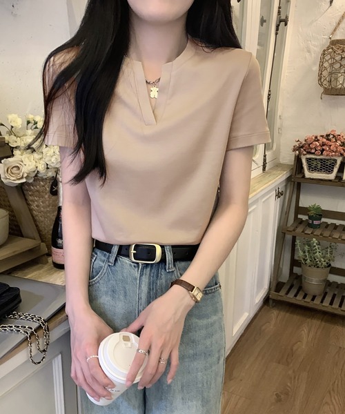Doula Doula（ドゥーラドゥーラ）の「キーネックＴシャツ（Tシャツ/カットソー・レディース・ブラック/ホワイト/モカ・M/L）」の17枚目の写真