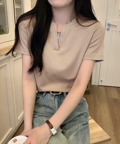 Doula Doula（ドゥーラドゥーラ）の「キーネックＴシャツ（Tシャツ/カットソー・レディース・ブラック/ホワイト/モカ・M/L）」の19枚目の写真