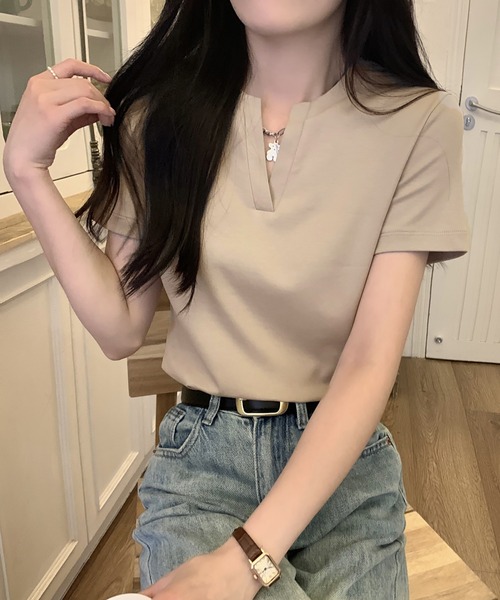 Doula Doula（ドゥーラドゥーラ）の「キーネックＴシャツ（Tシャツ/カットソー・レディース・ブラック/ホワイト/モカ・M/L）」の20枚目の写真