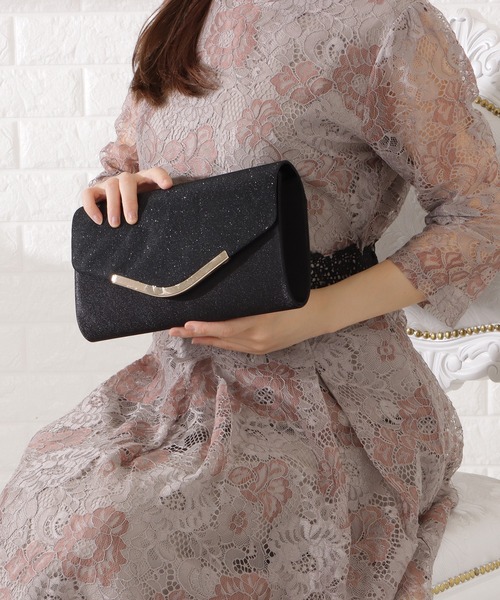 Lace Ladies(レースレディース)の「スクエア型ラメフラップクラッチバッグ(クラッチバッグ・レディース・ピンク/ベージュ/グレー/ブラック・FREE)」の7枚目の写真