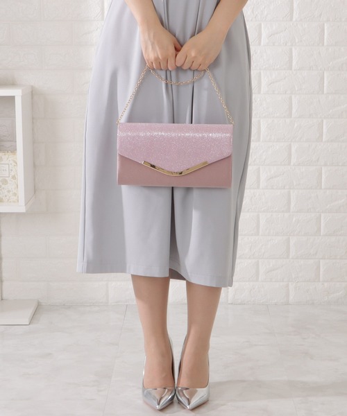 スクエア型ラメフラップクラッチバッグ（クラッチバッグ）｜Lace