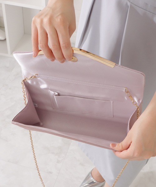 スクエア型ラメフラップクラッチバッグ（クラッチバッグ）｜Lace