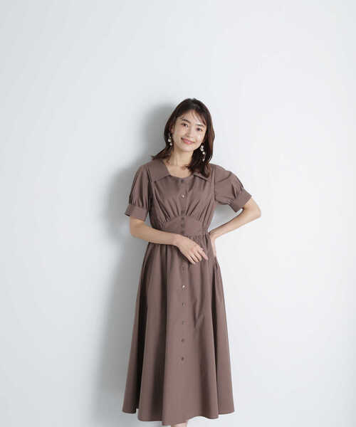 NATURAL BEAUTY BASIC（ナチュラルビューティーベーシック）の「◇ビッグカラーシャツワンピース（シャツワンピース・レディース・ブルー系その他6/ブラック/ブラウン・MEDIUM）」の7枚目の写真