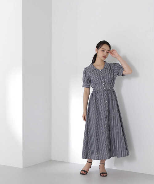 NATURAL BEAUTY BASIC（ナチュラルビューティーベーシック）の「◇ビッグカラーシャツワンピース（シャツワンピース・レディース・ブルー系その他6/ブラック/ブラウン・MEDIUM）」の13枚目の写真