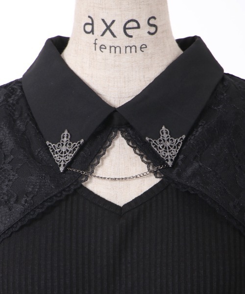 axes femme(アクシーズファム)の「チェーン付リブトップス(Tシャツ/カットソー・レディース・ホワイト/ネイビー/ブラック・FREE)」の17枚目の写真