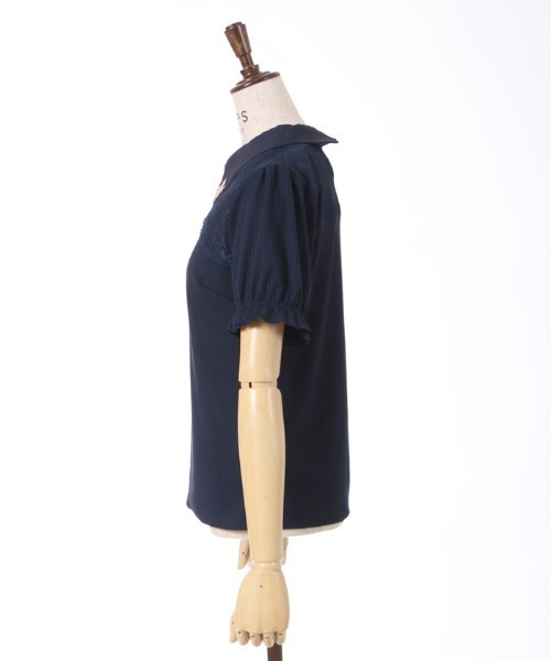 タグ付 axes femmeビッグリボン付きネイビー半袖トップス セール】ビッグリボン半袖ブラウス（シャツ/ブラウス）｜axes