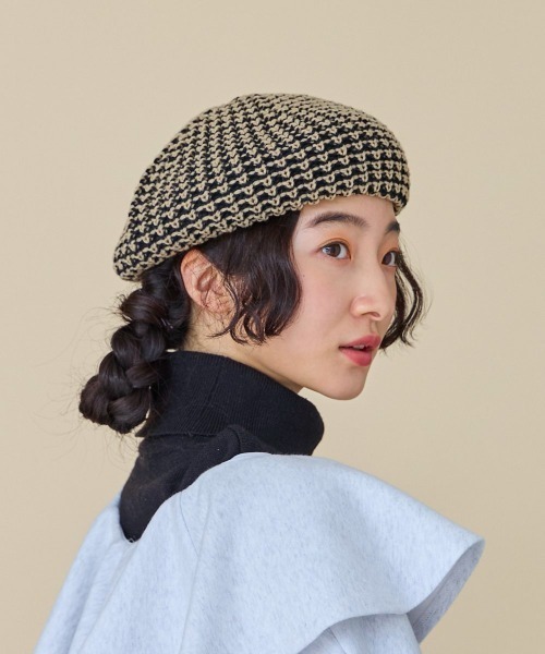 kaorinomori（カオリノモリ）の「kaorinomori メイベレー / カオリノモリ（ハンチング/ベレー帽・レディース・ブラック/ライラック/オレンジ・M/57.5cm）」の8枚目の写真