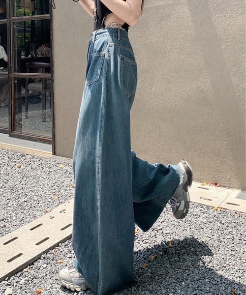 Chick（チック）の「▲ハイウエストワイドロングフレアデニム（デニムパンツ・レディース・ブルー・M/L/S）」の7枚目の写真